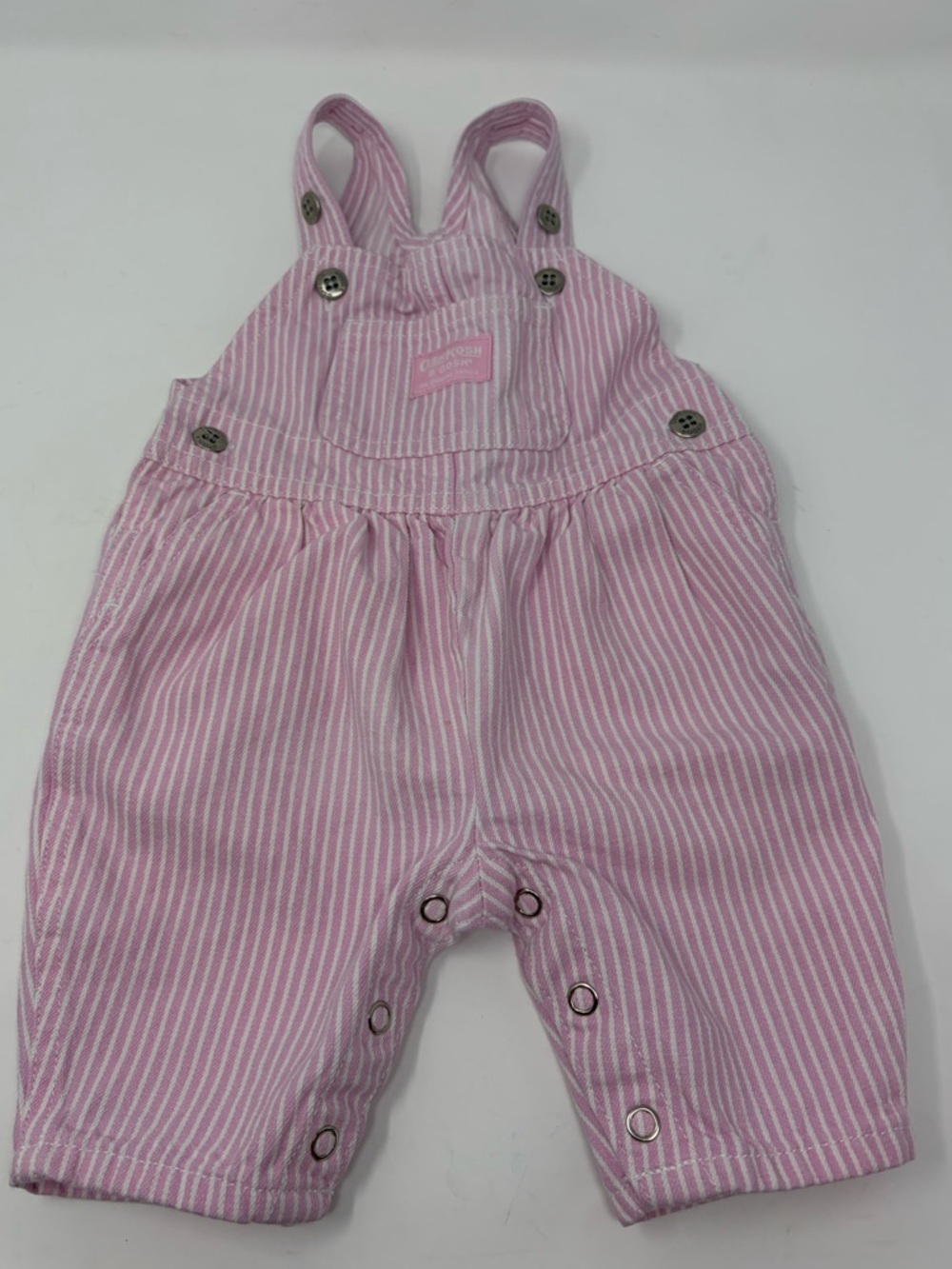 OshKosh B'gosh Pink and White Striped Baby Overalls 0-3 mo 100% Cotton